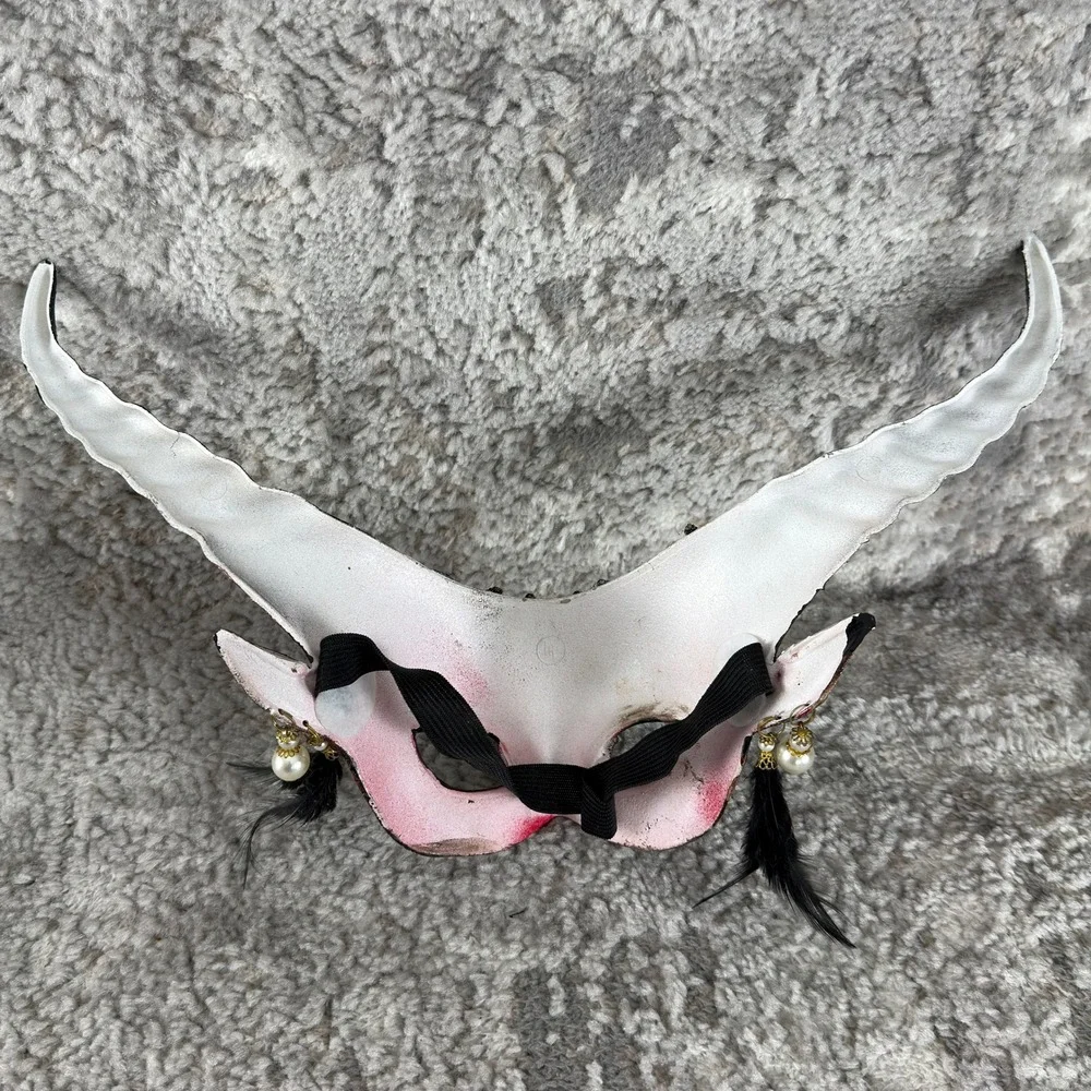 Horned Skull Feathered Gothic Halloween Masquerade Mask Multi Colored Lot of 6